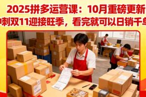 （16400期）2025拼多多运营课：10月重磅更新：冲刺双11迎接旺季，看完就可以日销千单