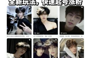 AI男颜涨粉短视频教学,全新玩法,快速起号涨粉