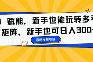 （16743期）AI 赋能，新手也能玩转多平台矩阵，新手也可日入300+