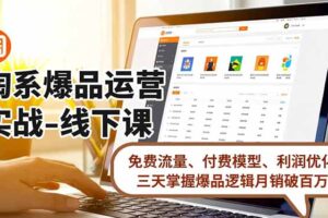 （16715期）淘系爆品运营实战-线下课，免费流量、付费模型、利润优化，三天掌握爆品逻辑月销破百万