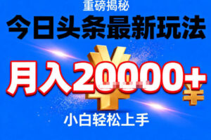 今日头条最新躺賺玩法，轻轻松松月入2W+，操作简单，小白轻松上手【揭秘】