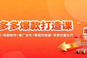 拼多多爆款打造课：竞品分析+标题制作+推广优化+黑搜改销量+免费流量拉升