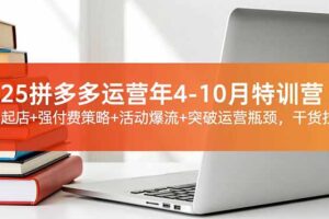 （16642期）2025拼多多运营年4-10月特训营：暴力起店+强付费策略+活动爆流+突破运营瓶颈，干货拉满