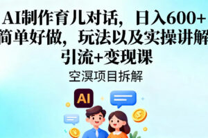 AI制作育儿对话，日入6张+，简单好做，玩法以及实操讲解，引流+变现课