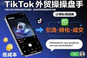 TikTok外贸操盘手，打通公域引流到私域成交全链路，低成本获取高质量海外询盘
