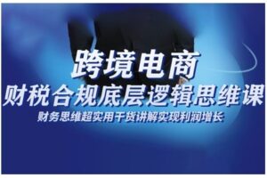 跨境电商财稅合规底层逻辑思维课，财务思维超实用于货讲解实现利润增长
