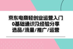 京东电商轻创业运营入门0基础通识及经验分享：选品/流量/推广/运营