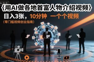 用AI做各地首富人物介绍视频，日入3张，10分钟一个视频