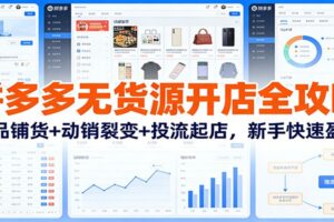 拼多多无货源开店全攻略：选品铺货+动销裂变+投流起店，新手快速盈利