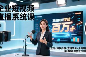 （16878期）企业短视频直播系统课，账号定位+爆款内容+直播转化+全链路实战，单场直播突破百万销售额