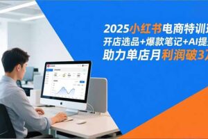 （16902期）2025小红书电商特训班，开店选品+爆款笔记+AI提效，助力单店月利润破3万