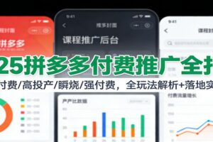 2025拼多多付费推广全打法：微付费/高投产/瞬烧/强付费，全玩法解析+落地实操