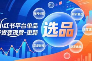 （16979期）小红书平台单品带货变现营-更新，极致选品、账号标签、案例复盘，深度链接，快速启动稳定出单