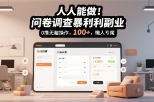 人人能做！问卷调查暴利副业，0撸无脑操作，每天轻松日入100+，懒人专属【揭秘】