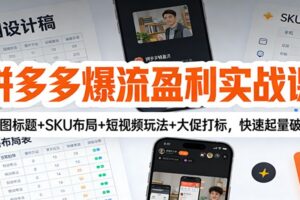 拼多多爆流盈利实战课：主图标题+SKU布局+短视频玩法+大促打标，快速起量破局
