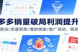 拼多多销量破局利润提升课：权重算法/流量获取/爆款模型/推广活动，高效盈利