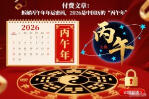 付费文章：拆解丙午年年运密码，2026是中国历的“丙午年”