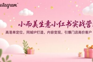 （17113期）小而美生意小红书实战营：高客单定位，同城IP打造，内容变现，引爆门店高价客户