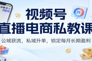 视频号直播电商私教课：公域获流，私域升单，锁定每月长期盈利