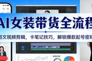 AI女装带货全流程：图文视频剪辑，卡笔记技巧，解锁爆款起号密码