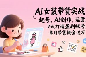（17117期）AI女装带货实战班（完结）：起号，AI创作，运营，7天打造盈利账号，单月带货佣金过万
