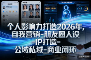 个人影响力打造2026年，自我营销-朋友圈人设-IP打造-公域私域-商业闭环