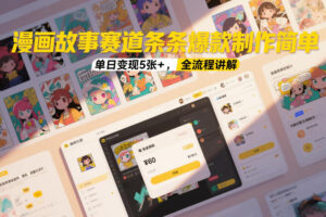 漫画故事赛道条条爆款制作简单，单日变现5张+，全流程讲解