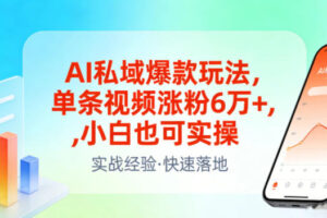 AI私域爆款玩法，单条视频涨粉6W+，小白也可实操
