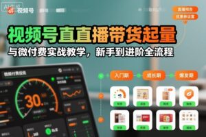 视频号直播带货起量与微付费实战教学，新手到进阶全流程（更新）