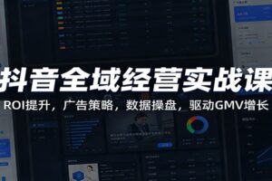抖音全域经营实战课：ROI提升，广告策略，数据操盘，驱动GMV增长