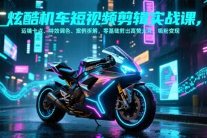 （17304期）炫酷机车短视频剪辑实战课，运镜卡点、特效调色、案例拆解，零基础剪出高赞大片，吸粉变现
