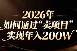 （17309期）站在2026年的十字路口：一个普通人如何通过卖项目实现年入200万
