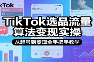 TikTok选品流量算法变现实操，从起号到变现全手把手教学