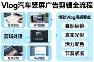 Vlog感觉汽车竖屏广告剪辑脚本全流程，拿捏爆款Vlog质感