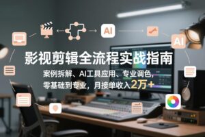 （17338期）影视剪辑全流程实战指南，案例拆解、AI工具应用、专业调色，零基础到专业，月接单收入2万+