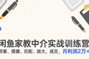 （17379期）闲鱼家教中介实战训练营，获客、搭建、匹配、放大，成交，月利润2万+