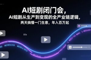 （17408期）AI短剧闭门会，AI短剧从生产到变现的全产业链逻辑，两天搞懂一门生意，年入百万起