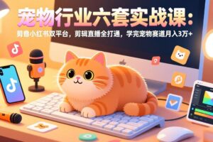 （17411期）宠物行业六套实战课：抖音小红书双平台，剪辑直播全打通，学完宠物赛道月入3万+
