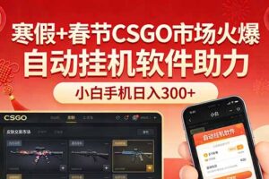 （17429期）寒假+春节CSGO市场火爆，配合游戏自动挂机软件，小白只用一台手机也可日入300+