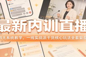 最新内训直播，4天系统教学，一线实战派干货核心玩法全套复盘