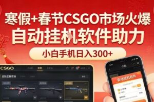 寒假+春节CSGO市场火爆，配合游戏自动挂G软件，小白只用一台手机也可日入3张【揭秘】