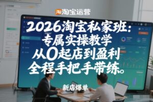 2026淘宝私家班：专属实操教学，从0起店到盈利，全程手把手带练（更新26年2月）