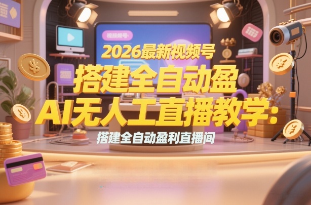 2026最新视频号AI无人直播教学：搭建全自动盈利直播间，低成本开启副业变现