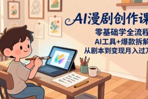 （17519期）AI漫剧创作课：零基础学全流程，AI工具+爆款拆解，从剧本到变现月入过万