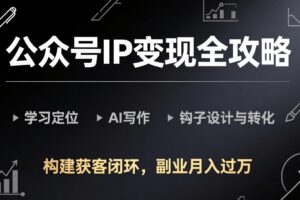 （17523期）公众号IP变现全攻略-更新，学习定位、AI写作、钩子设计与转化，构建获客闭环，副业月入过万