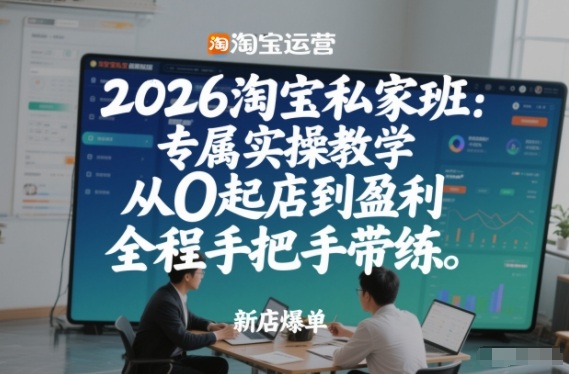 2026淘宝私家班：专属实操教学，从0起店到盈利，全程手把手带练（更新26年3月）