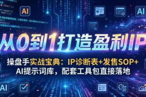 （17593期）操盘手实战宝典：IP诊断表+发售SOP+AI提示词库，配套工具包直接落地，从0到1打造盈利IP