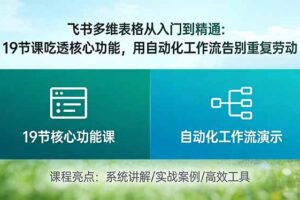 （17634期）飞书多维表格从入门到精通：19节课吃透核心功能，用自动化工作流告别重复劳动