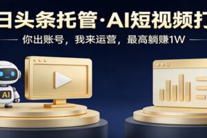 头条号AI托管，我提供作品，你提供账号，每天5分钟发布，小白躺赚3000+