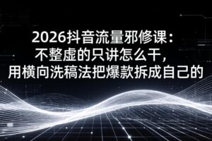 （17725期）2026抖音流量邪修课：不整虚的只讲怎么干，用横向洗稿法把爆款拆成自己的